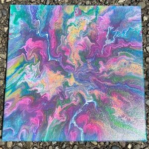 Abstract‎ Swirl Art on Canvas 14”x14”